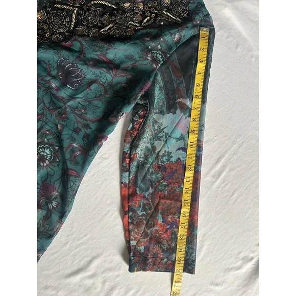 Soft Surroundings Paisley Heavily Beaded Blouse 2 Piece Womens Size Med Teal - Picture 12 of 12
